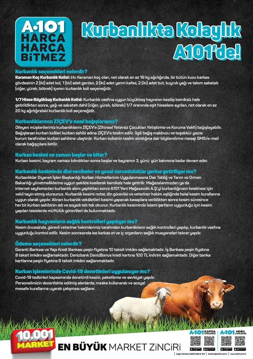 2021 a101 kurbanlık küçük baş